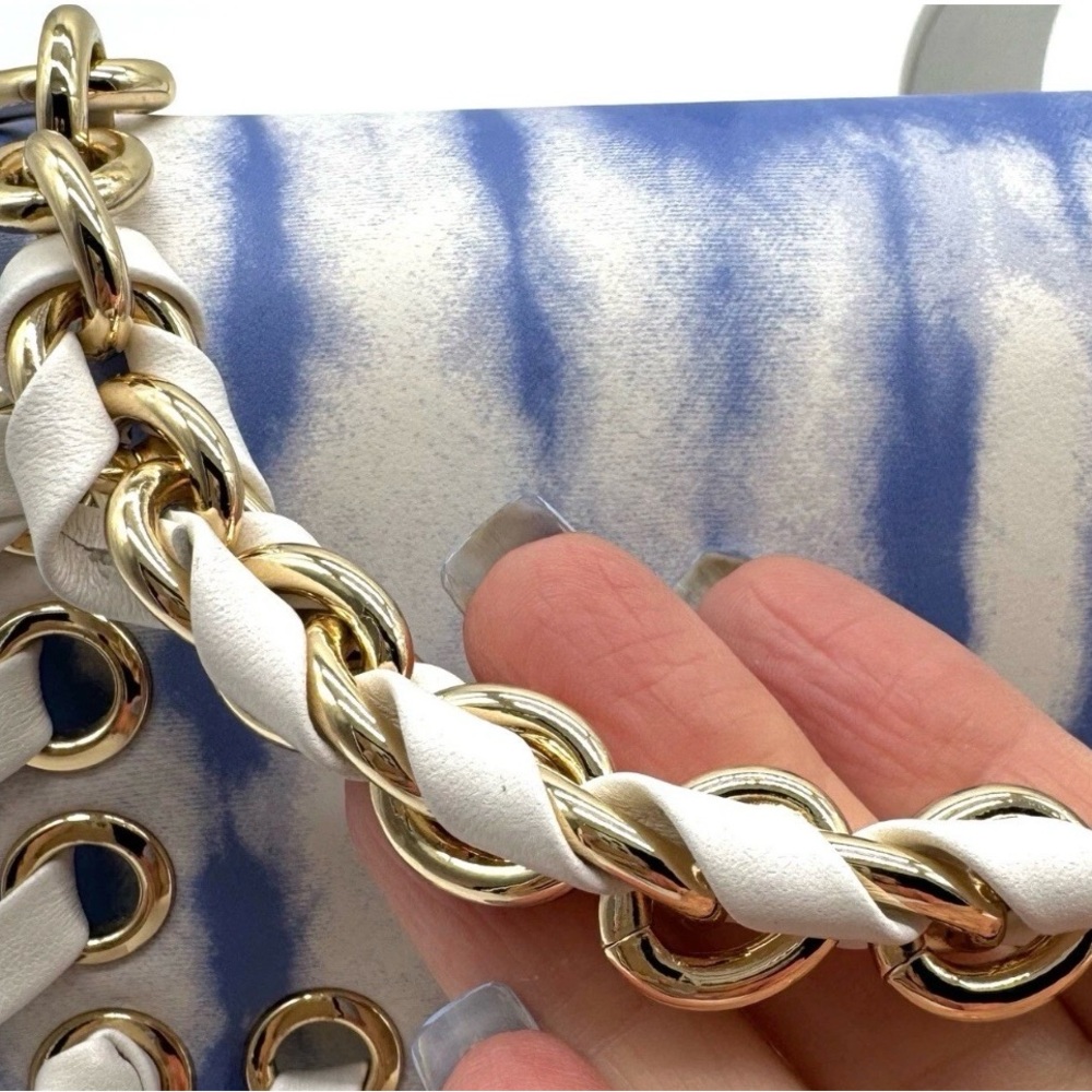 Michael Kors Cece Mini Satchel NWT Blue Tie Dye Leather Crossbody Bag - Picture 14 of 15